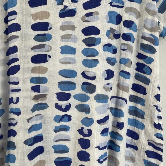 Dolma gauzy cotton blend paint splotch print short sleeve midi maxi dress sz XL - Picture 5 of 10